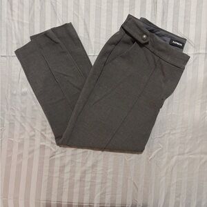 Express High Waisted Button Tab Seamed Front Skinny Pant (Dark Gray) - 16 Short